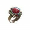 Bronze ring with Round stone and Swarovski crystals