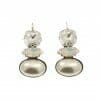 Hook Earrings with Swarovski crystals and pearl stone in silver tone