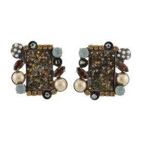 221 77E 29025 BR  Earrings Metal  with Strass, Pearl, Glass Stone