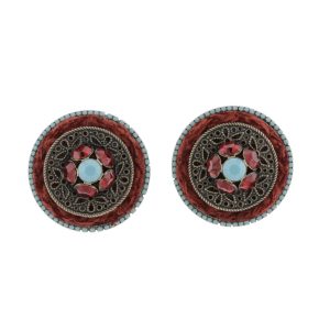 784 20E 28891 BR  Earrings Metal Bronze Plated with Strass, Pearl, Lace