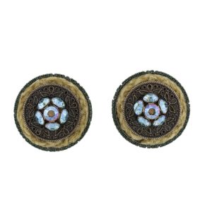 784 20E 28892 BR  Earrings Metal  with Strass, Pearl, Lace