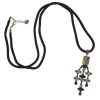 792 33N 16474 BR  Metal Necklace with Crystals, Cord, and Glass Stone