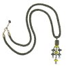 792 33N 29160 BR  Elegant Metal Necklace with Glass Stone and Cord