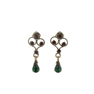 802 15E 28374 BR  Earrings Metal Bronze Plated with Strass, Glass Stone