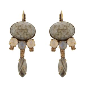 332 72E 30397 BR  Σκουλαρίκια μέταλλο  με Στράς, Γυάλινη Πέτρα