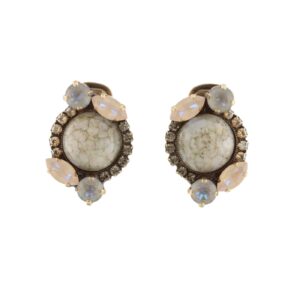 531 24E 30129 BR  Σκουλαρίκια μέταλλο  με Στράς, Γυάλινη Πέτρα, Πέρλα