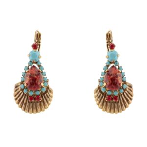 701 97E 29991 BR  Σκουλαρίκια μέταλλο  με Στράς, Γυάλινη Πέτρα