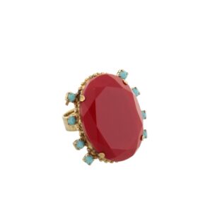 787 11A 02493 BR  Δαχτυλίδι μέταλλο  με Στράς, Γυάλινη Πέτρα