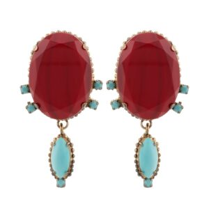 787 28E 02493 BR  Σκουλαρίκια μέταλλο  με Στράς, Γυάλινη Πέτρα