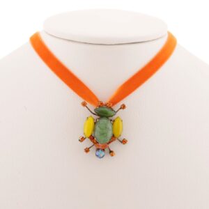 803 36N 30532 BR  Κολιέ μέταλλο  με Στράς, Βελούδο