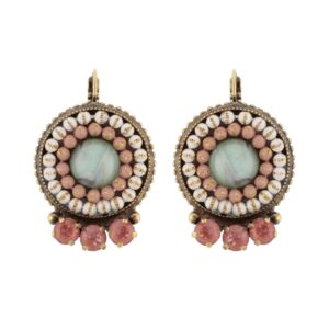 804 04E 30684 BR  Σκουλαρίκια μέταλλο  με Στράς, Γυάλινη Πέτρα